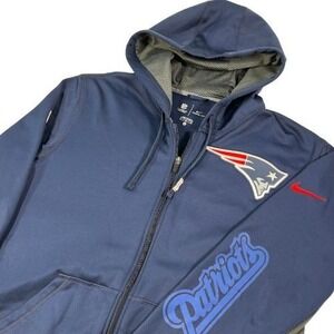 New England Patriots Hoodie Mens XL Nike Dri Fit On Field Full Zip Jacket Blue